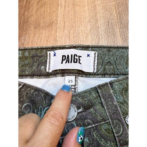 Paige Verdugo Ultra Skinny Paisley Print Jeans Size 25 Green/Blue Stretch Denim - Picture 9 of 9